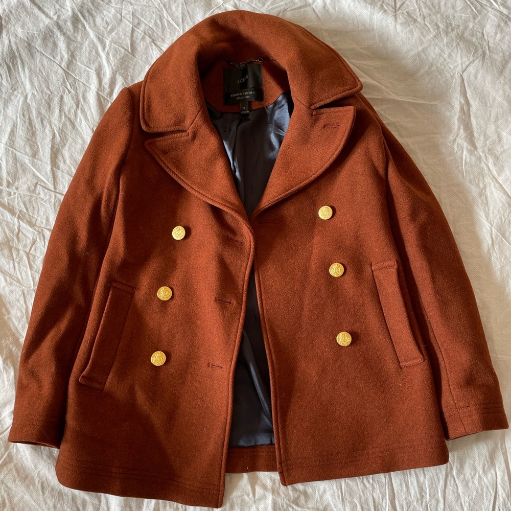 J Crew rust colored pea coat